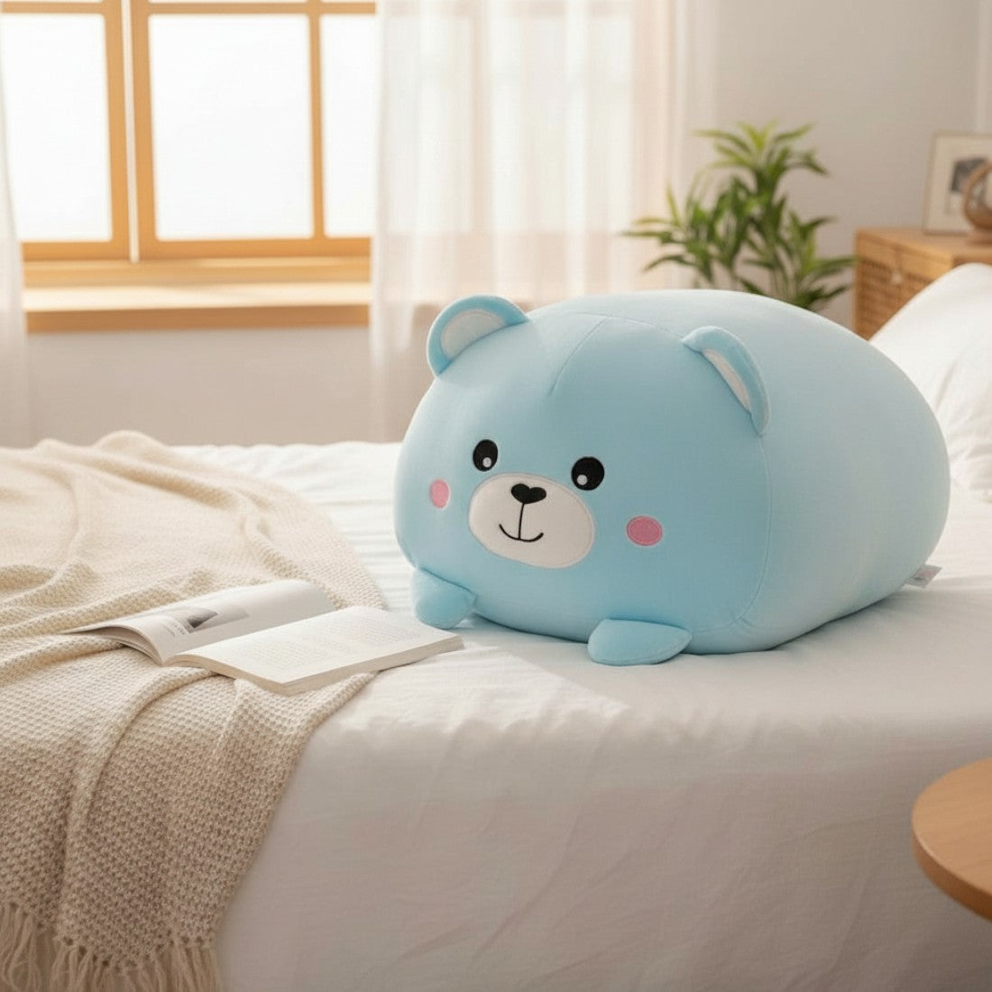 Gosedjur kawaii blå nallebjörn supermjuk Squishmallow-stil