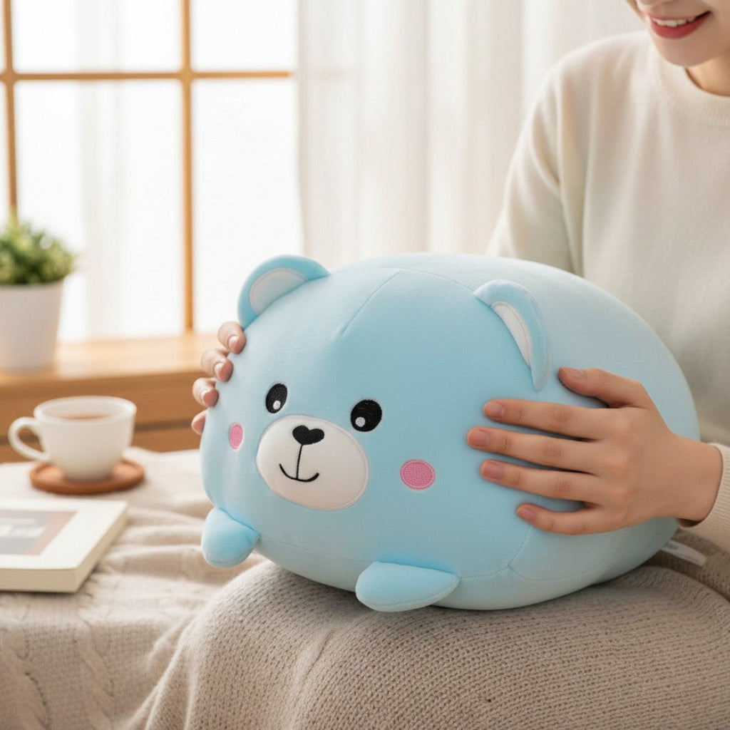 Gosedjur kawaii blå nallebjörn supermjuk Squishmallow-stil