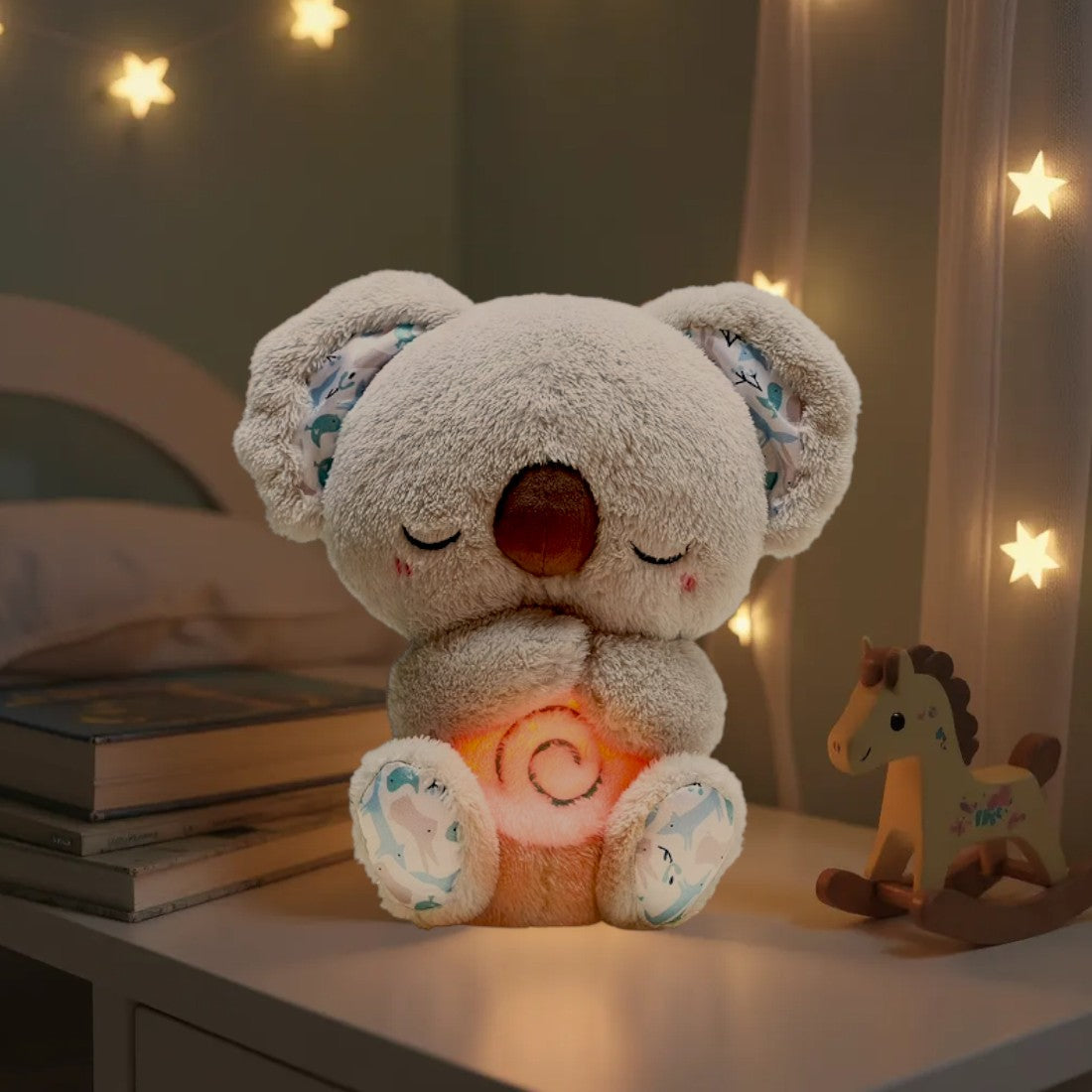 Gosedjur koala andande med ljus för att lugna bebis