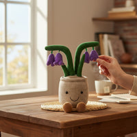 Gosedjur växt kawaii kruka med lila blommor