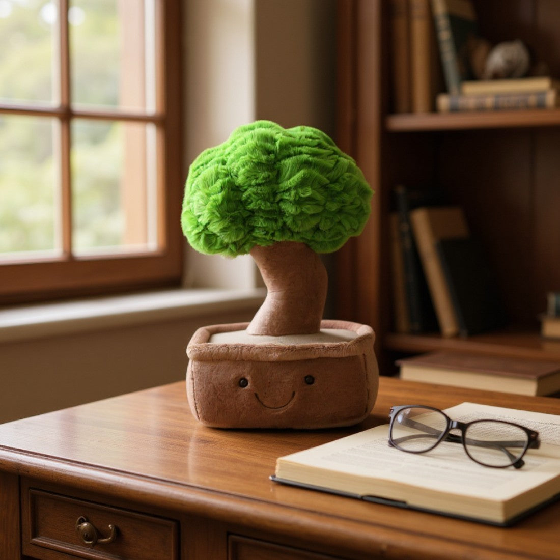 Gosedjur växt kawaii bonsai med leende