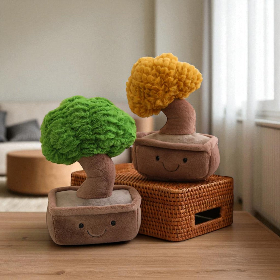 Gosedjur växt kawaii bonsai med leende