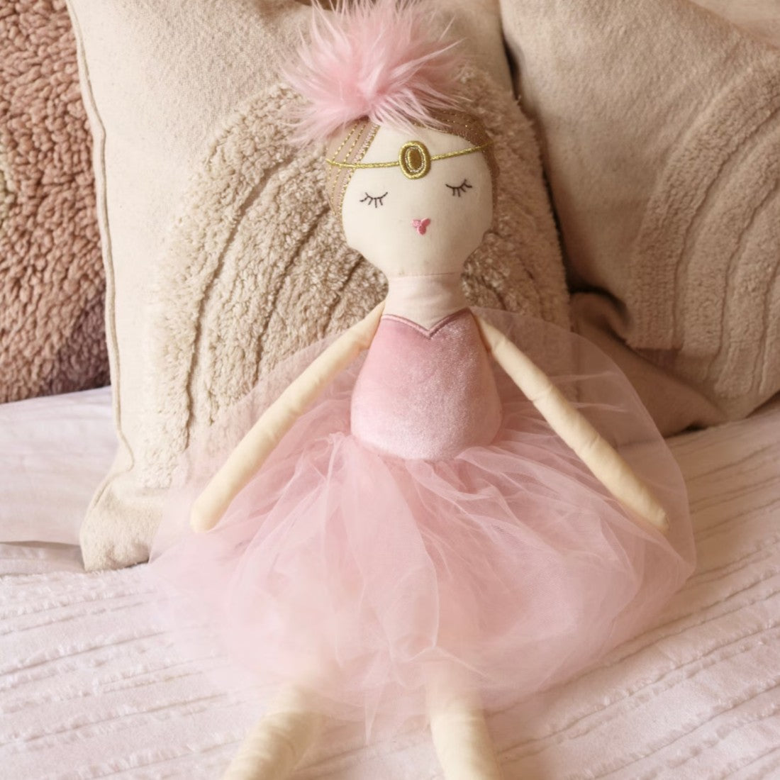 Gosedjur docka primaballerina i rosa klänning