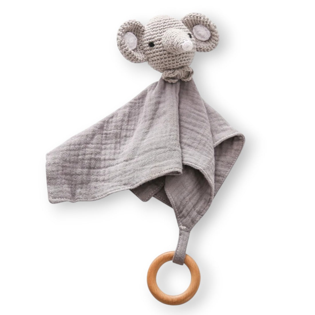 Snuttefilt gosedjur virkat elefanthuvud för bebis