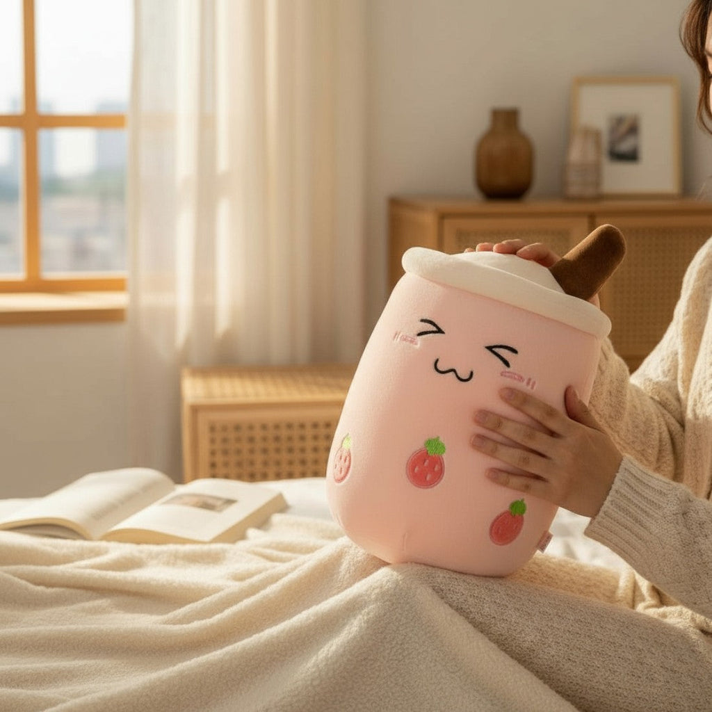 Gosedjur kawaii bubble milk tea jordgubb