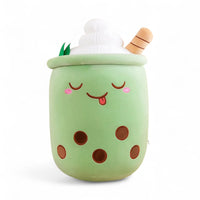 Gosedjur kawaii bubble tea matcha med vispgrädde