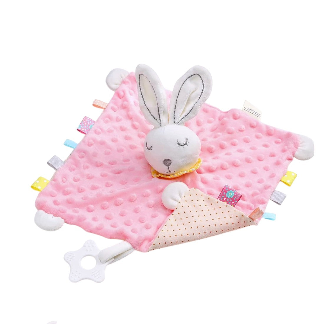 Snuttefilt gosedjur kanin minky pastell med bitring