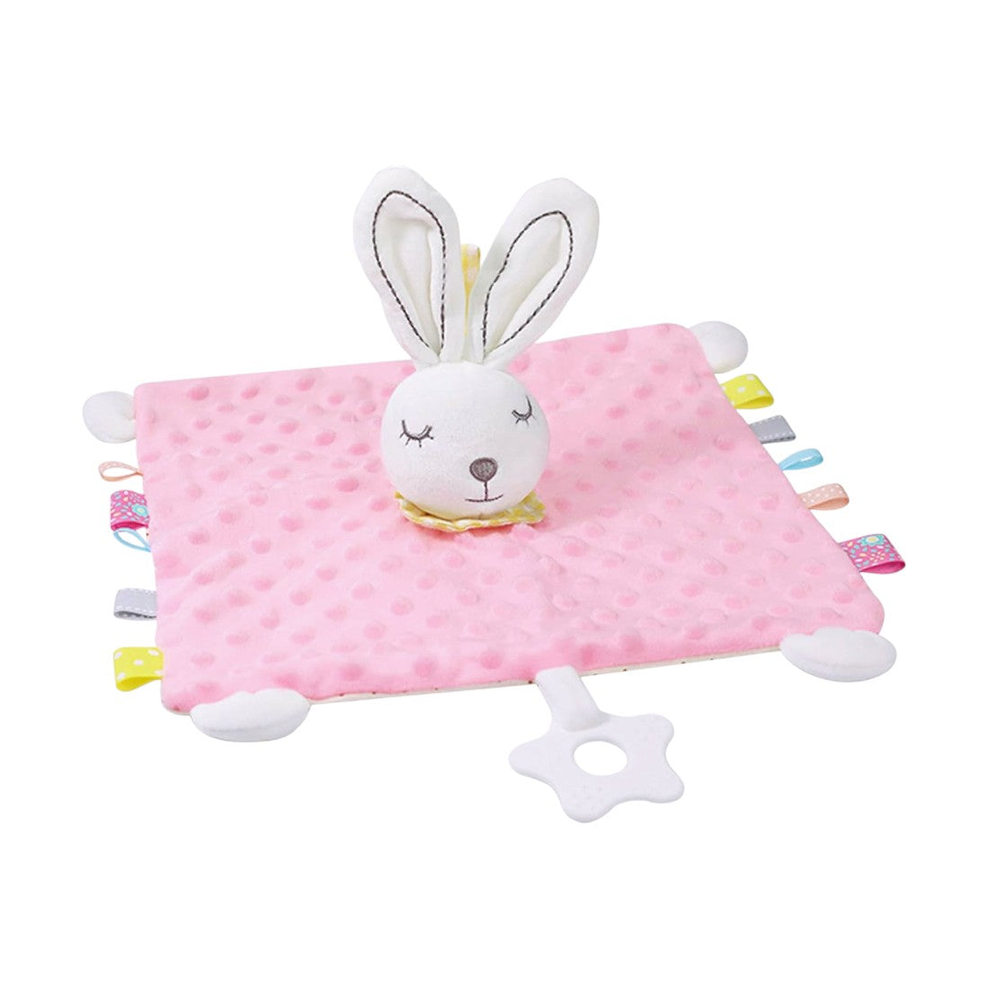 Snuttefilt gosedjur kanin minky pastell med bitring