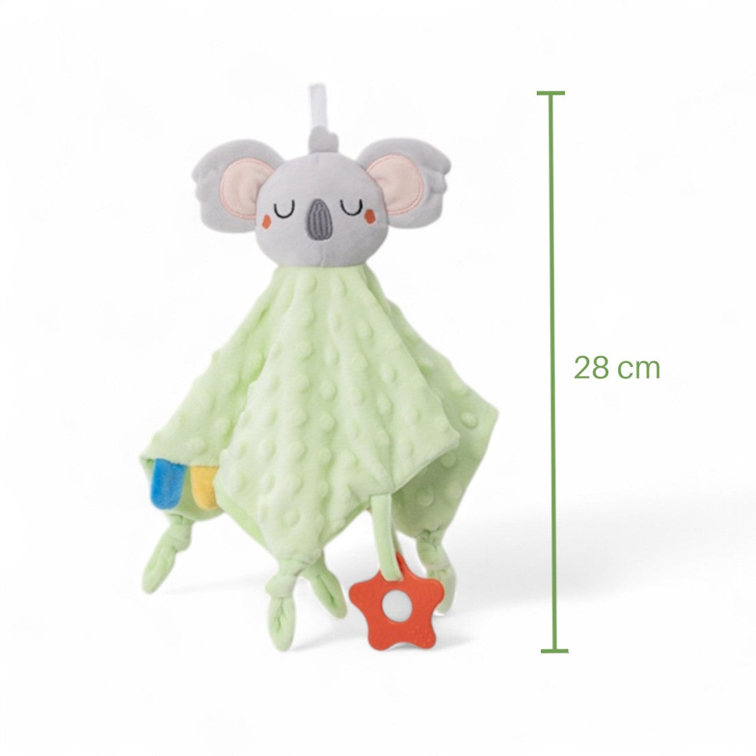 Snuttefilt gosedjur grön koala med sensorisk ring