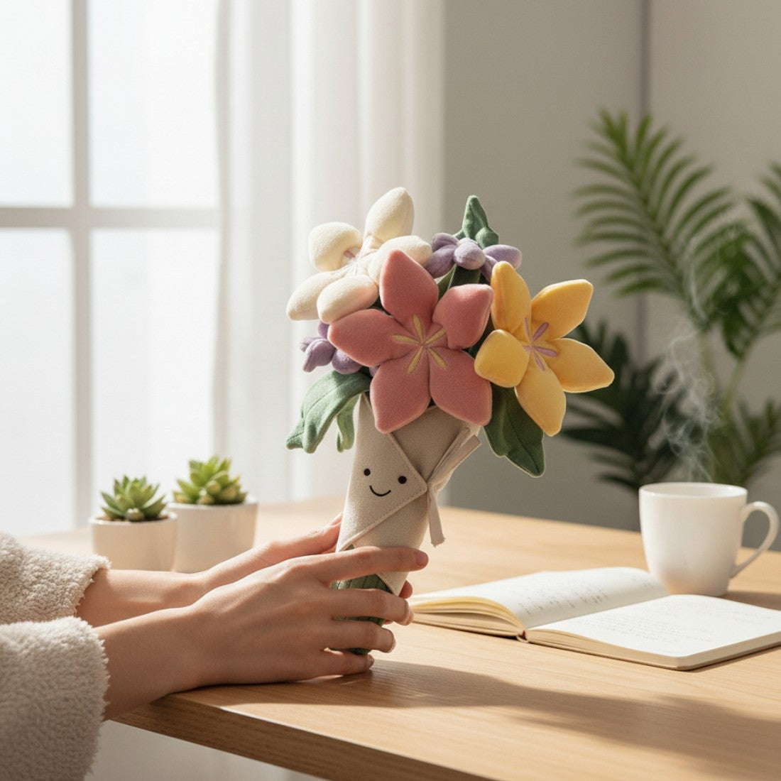 Gosedjur bukett färgglada blommor kawaii