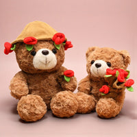 Gosedjur romantisk björn med blombukett