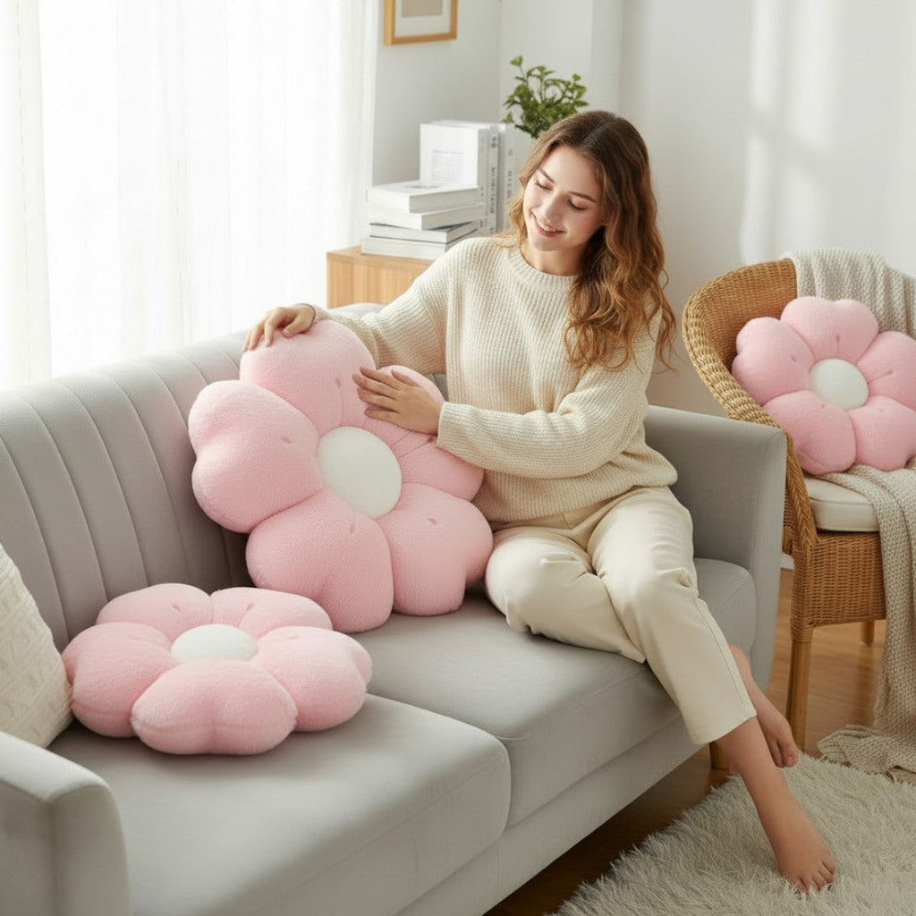 Gosedjur kudde blomma vit eller rosa mjuk