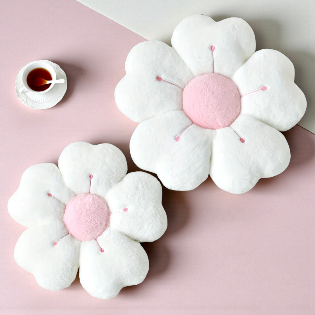 Gosedjur kudde blomma vit eller rosa mjuk