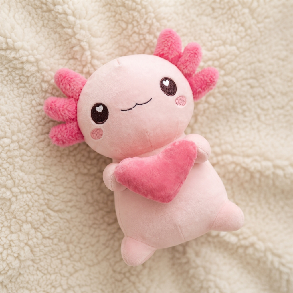 Gosedjur axolotl rosa med hjärta