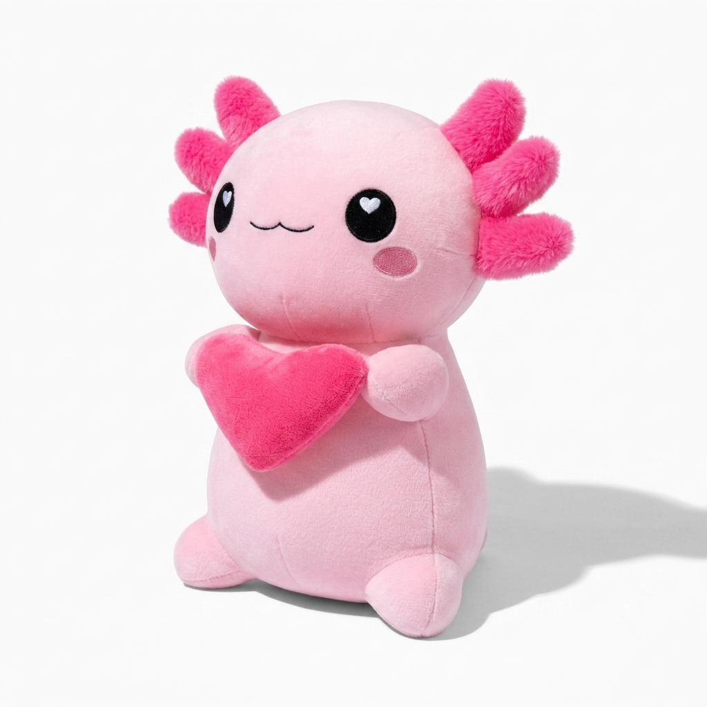 Gosedjur axolotl rosa med hjärta