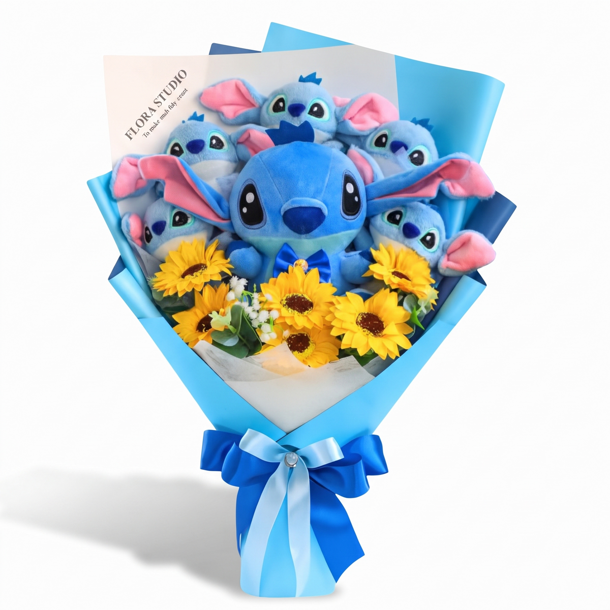 Bukett gosedjur Stitch med blommor