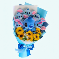 Bukett gosedjur Stitch med blommor