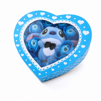 Presentask gosedjur Stitch hjärtask med blå rosor