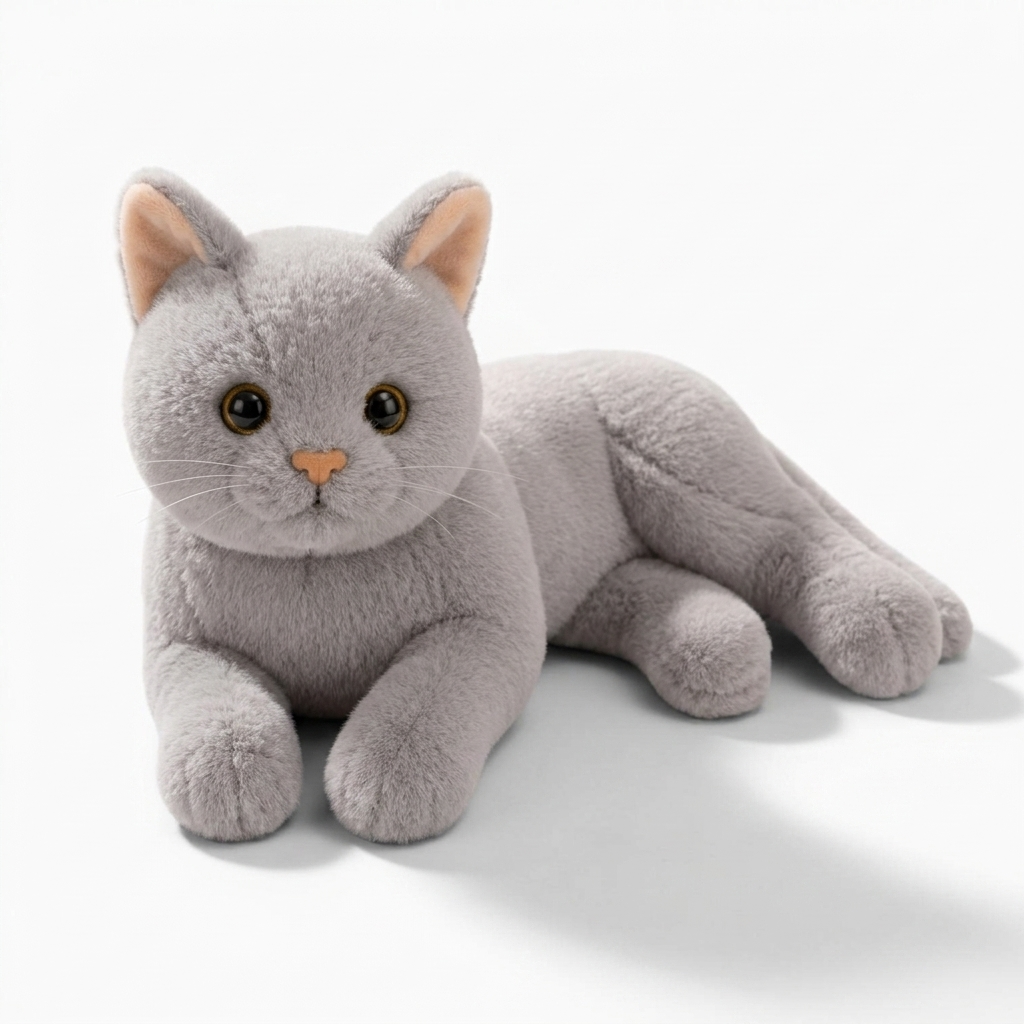 Gosedjur grå katt liggande