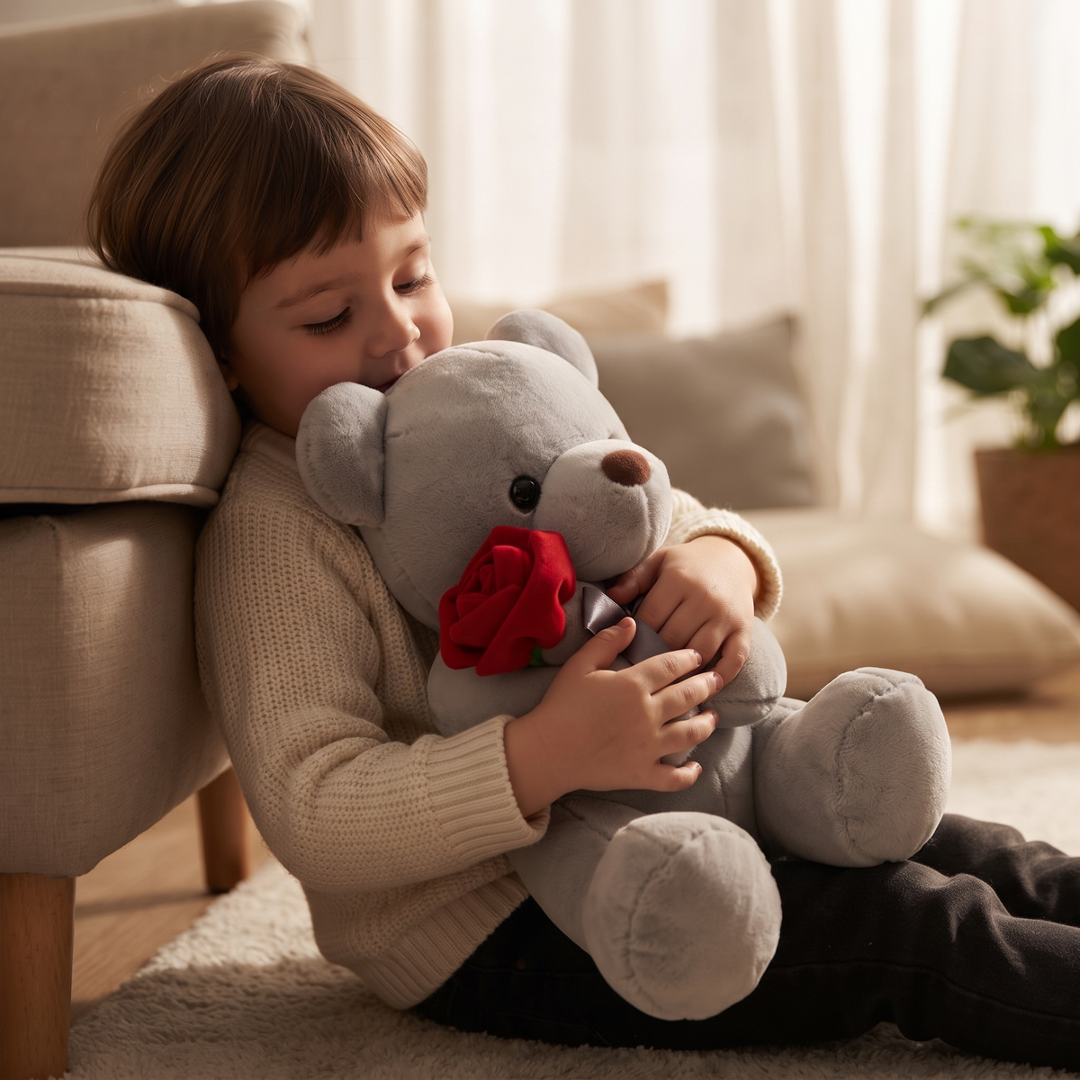 Nalle gosedjur alla hjärtans dag med röd ros