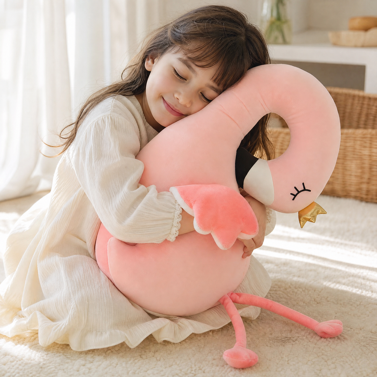 Gosedjur kudde flamingo med renhorn