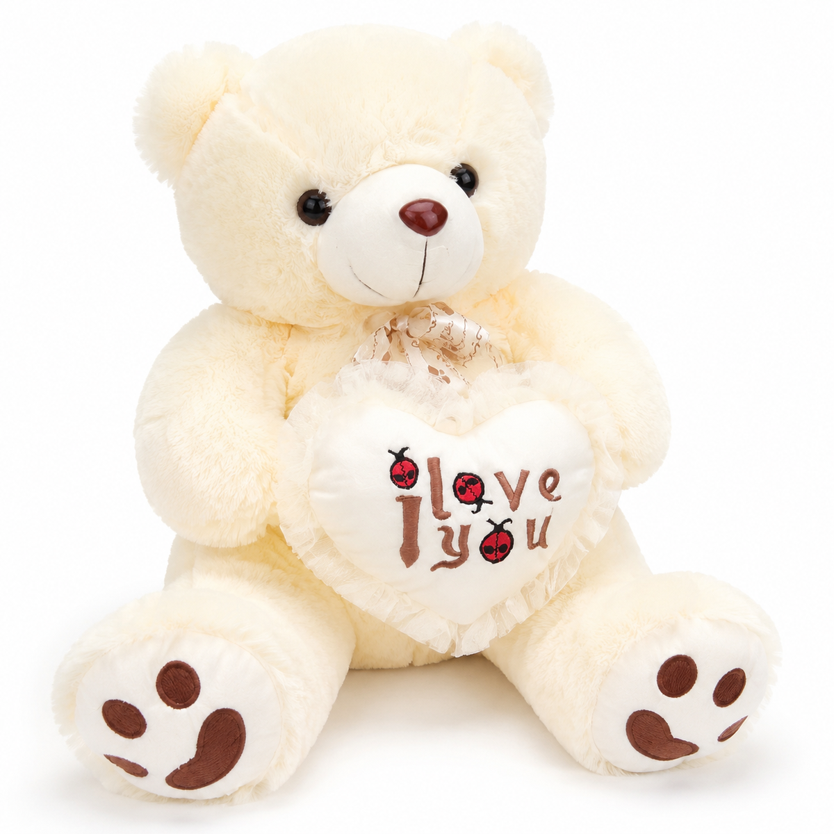 Lurvig vit nallebjörn gosedjur I Love You