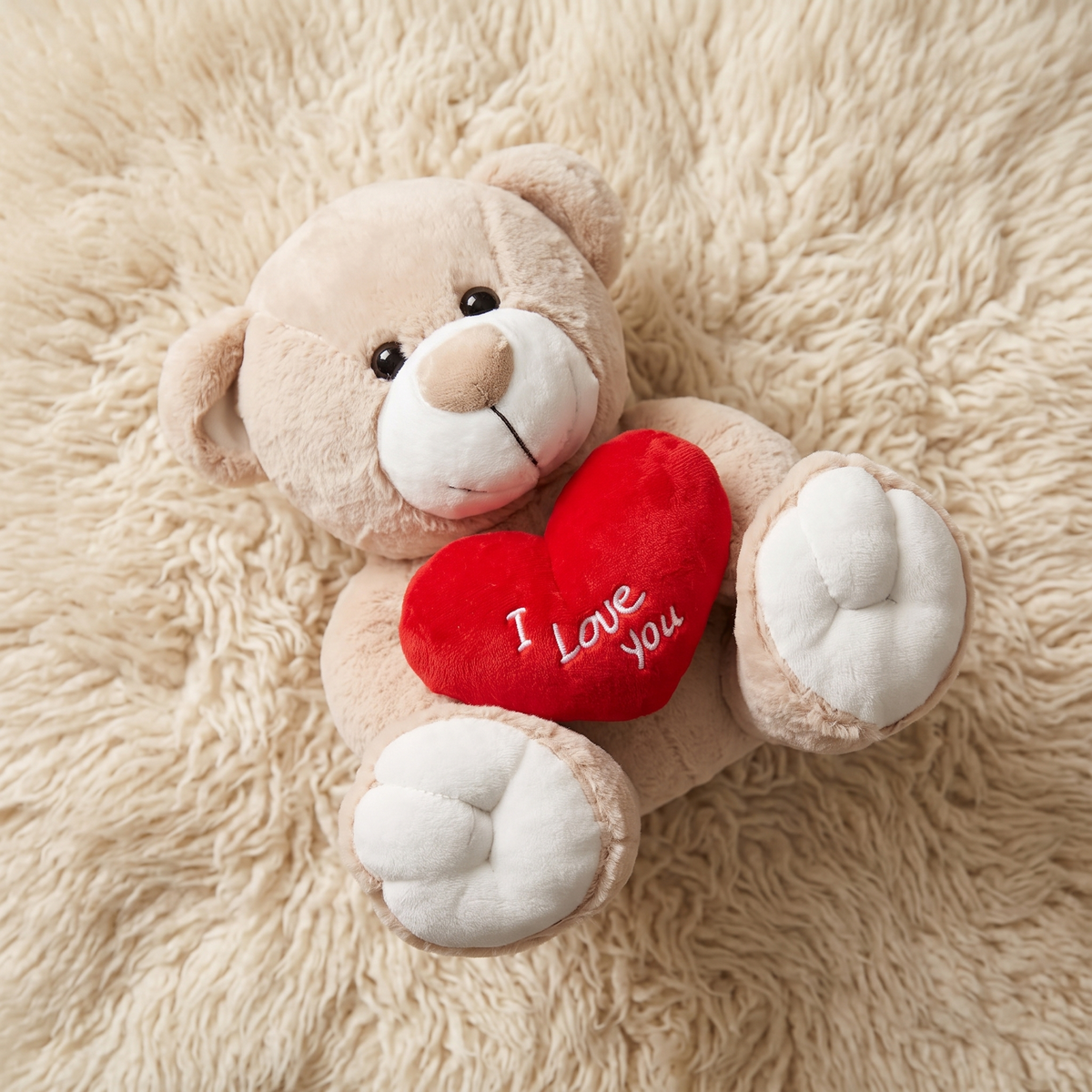 Nallebjörn gosedjur hjärta I Love You beige 33 cm