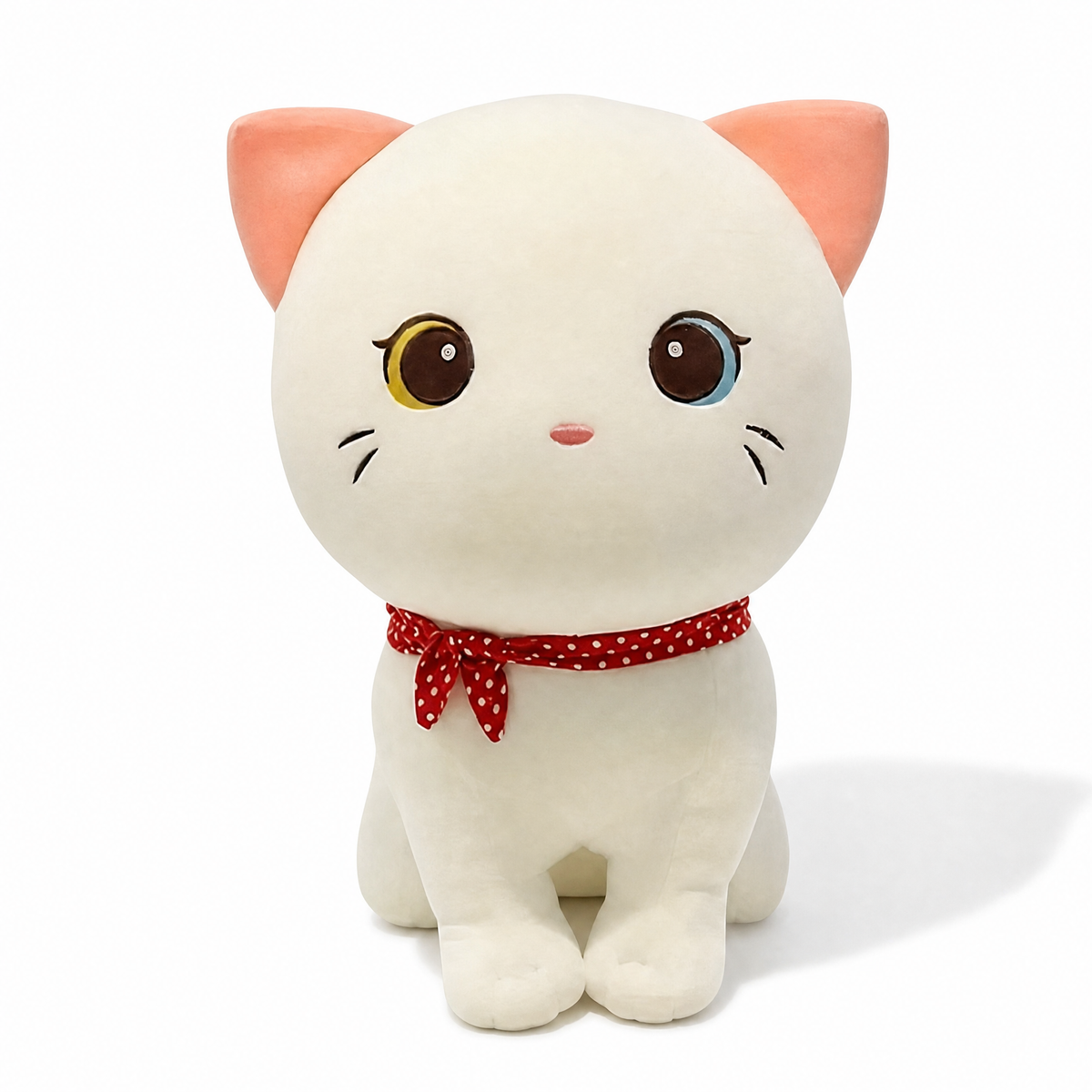 Gosedjur vit katt med olikfärgade ögon och scarf