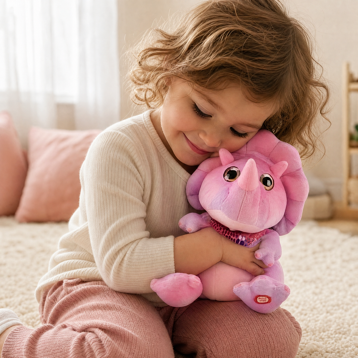 Gosedjur dinosaurie interaktiv rosa 30 cm