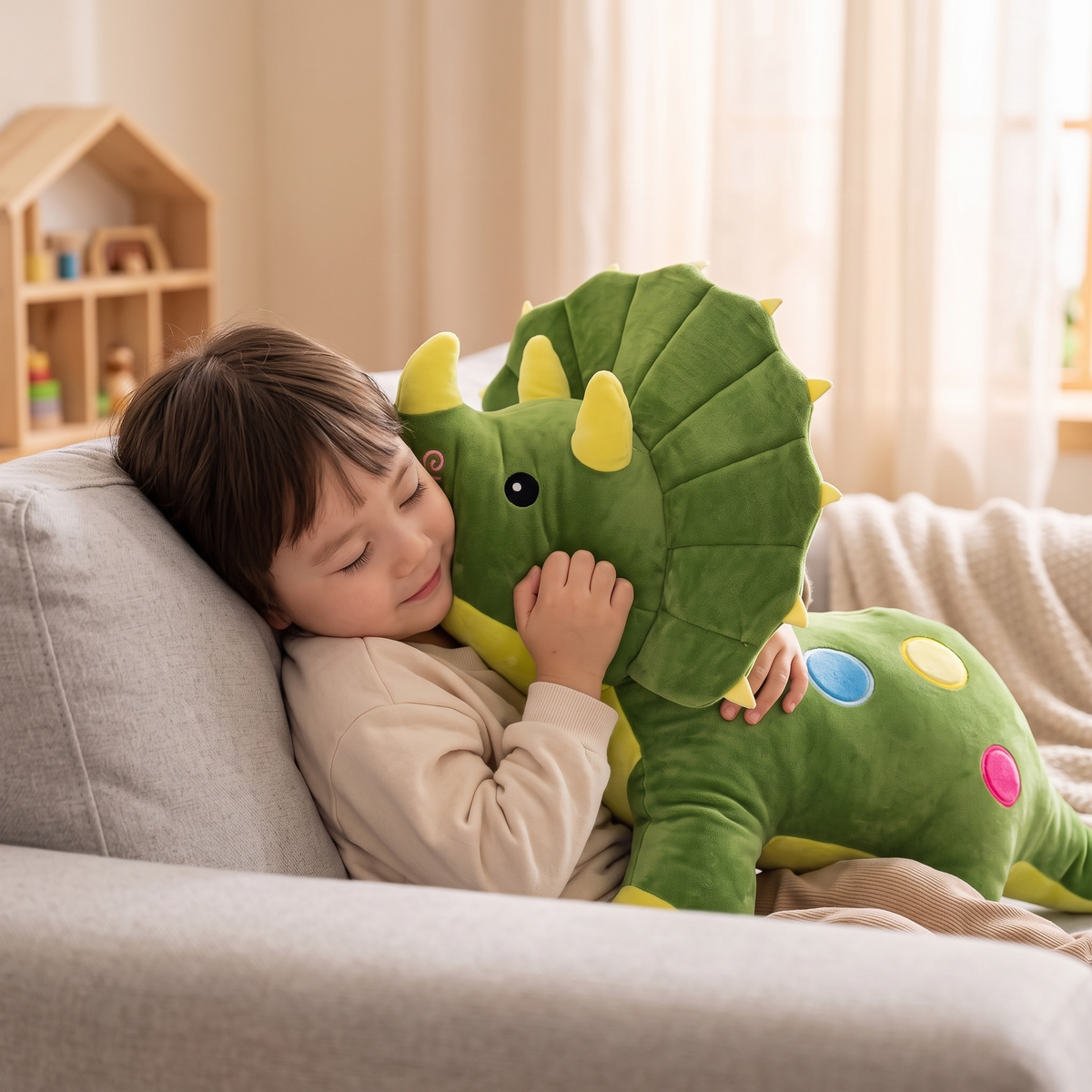 Gosedjur grön dinosaurie triceratops supermjuk