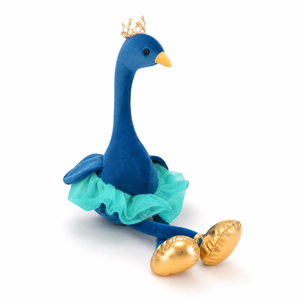 Gosedjur blå flamingo med guldkrona