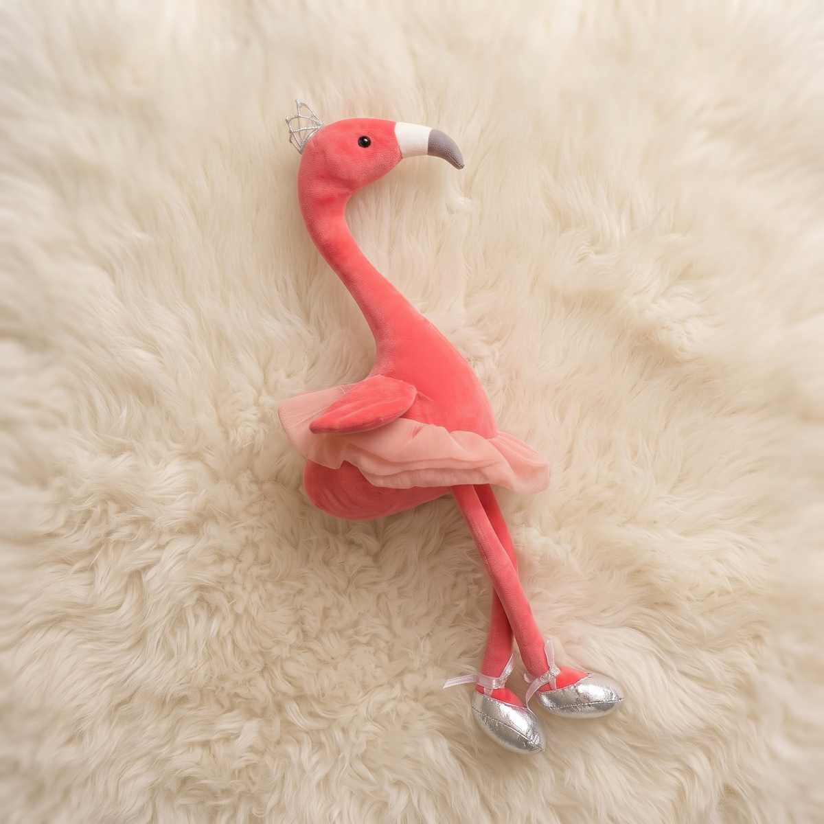 Gosedjur flamingo 35 cm med mjuk krona
