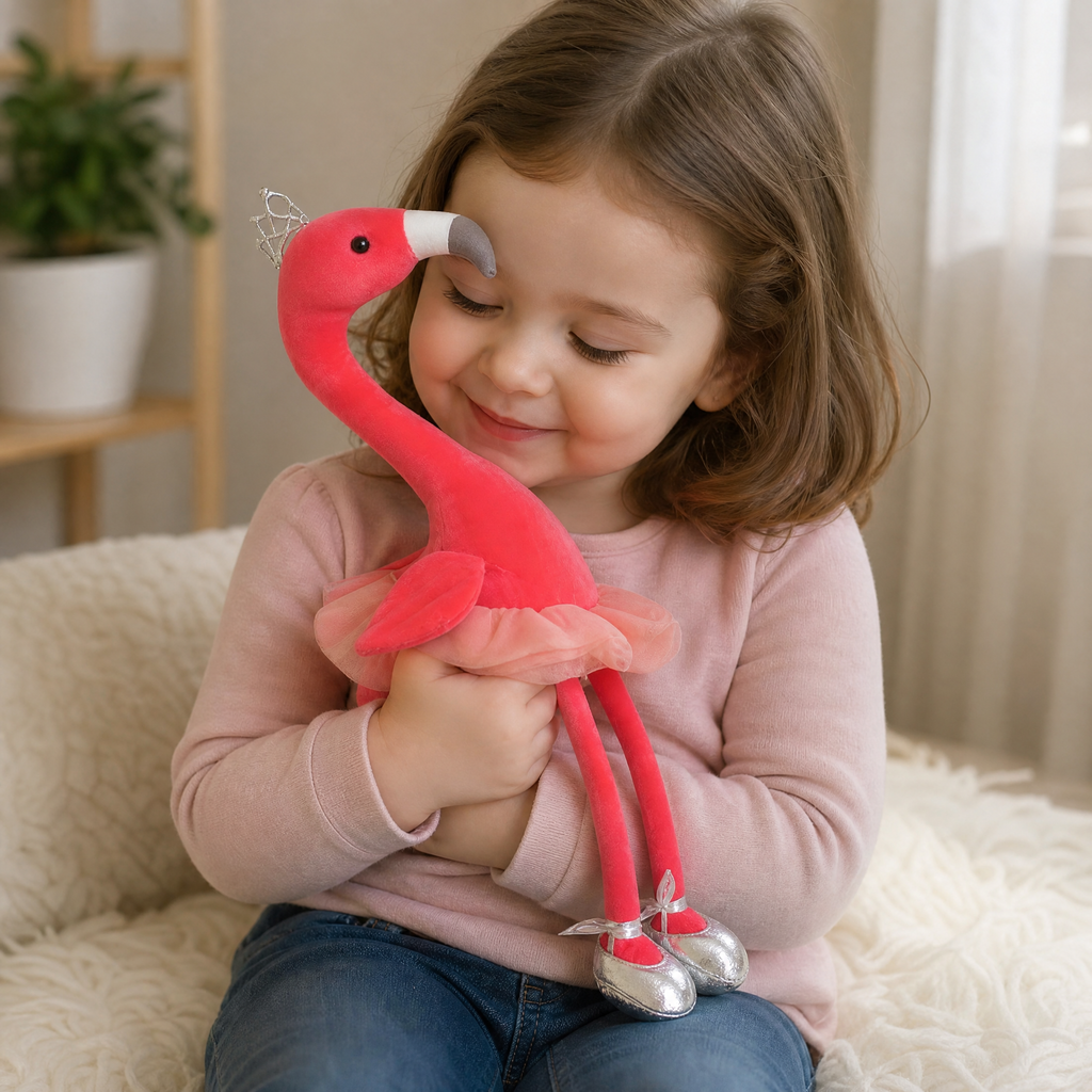 Gosedjur flamingo 35 cm med mjuk krona