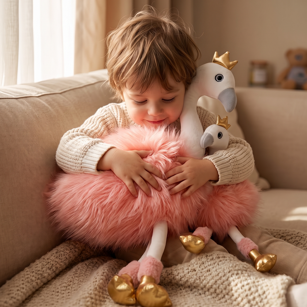 Gosedjur flamingo med guldkrona