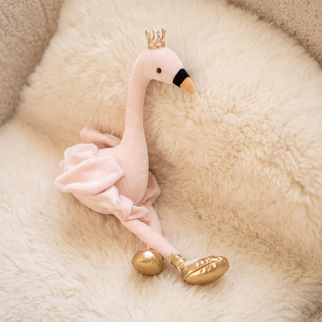 Gosedjur flamingo dansare vit tutu 35 cm