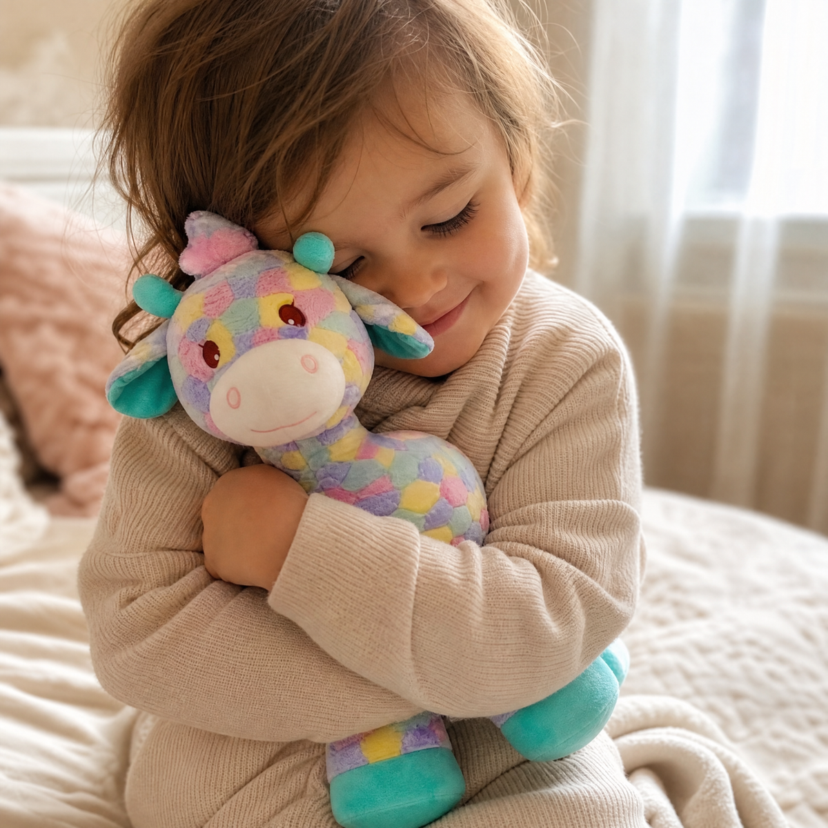 Gosedjur giraff flerfärgad regnbåge 30 cm