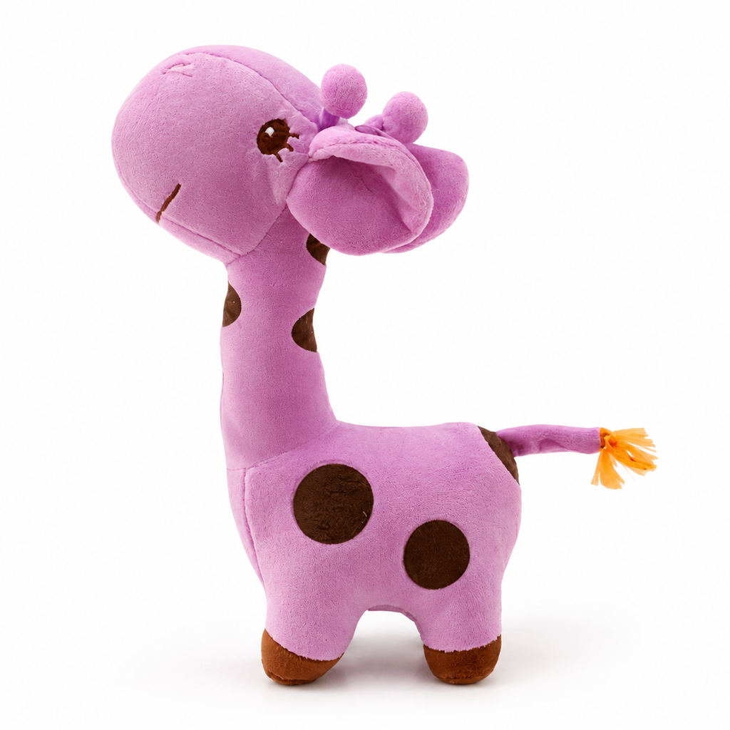 Gosedjur giraff lila mjuk med svarta fläckar