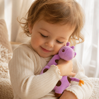 Gosedjur giraff lila mjuk med svarta fläckar