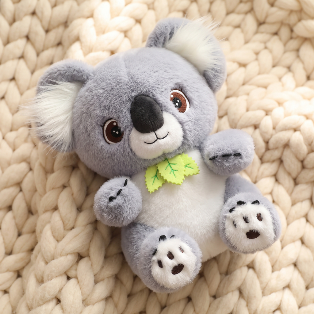Gosedjur grå koala med eukalyptusblad