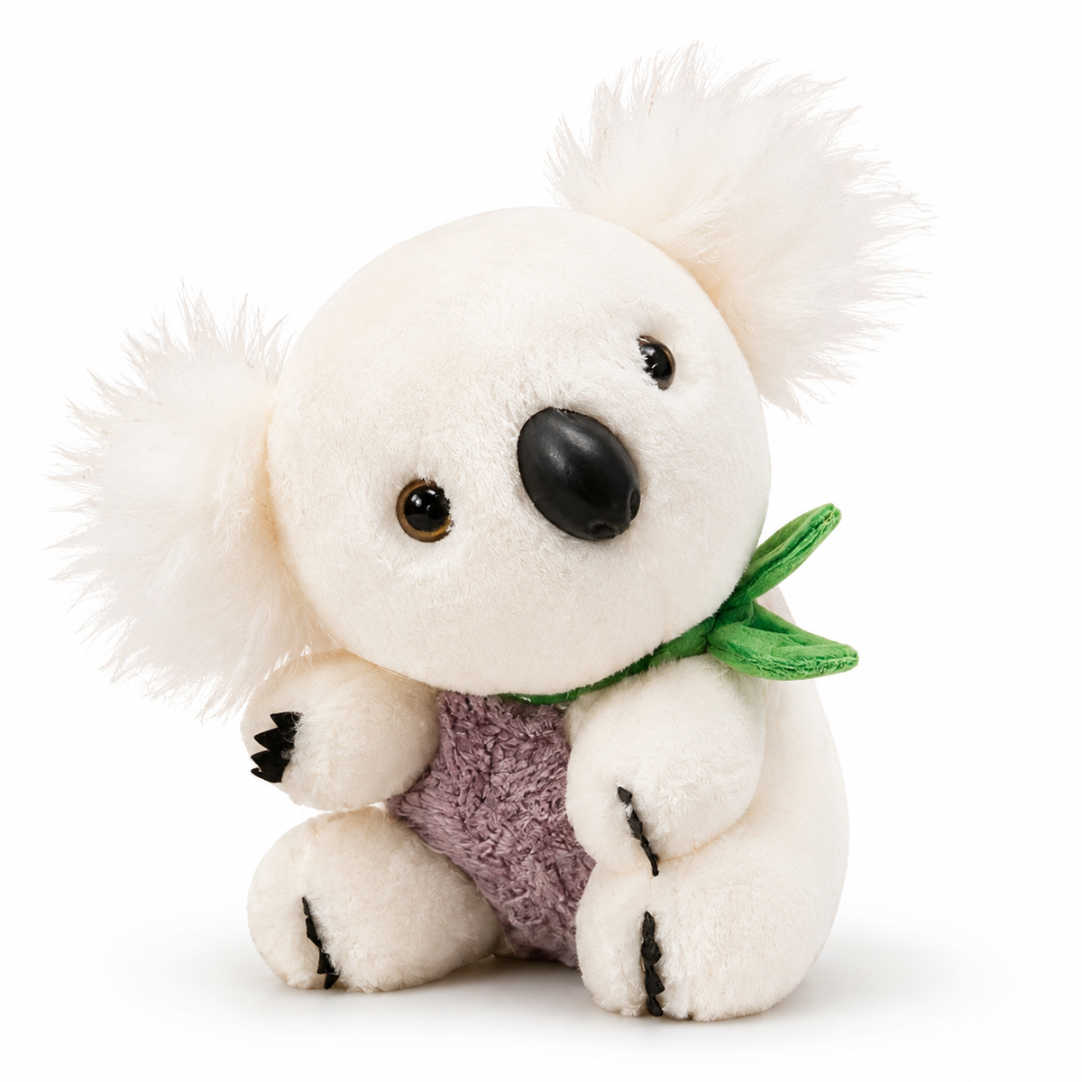 Gosedjur koala grå och vit med eukalyptusblad