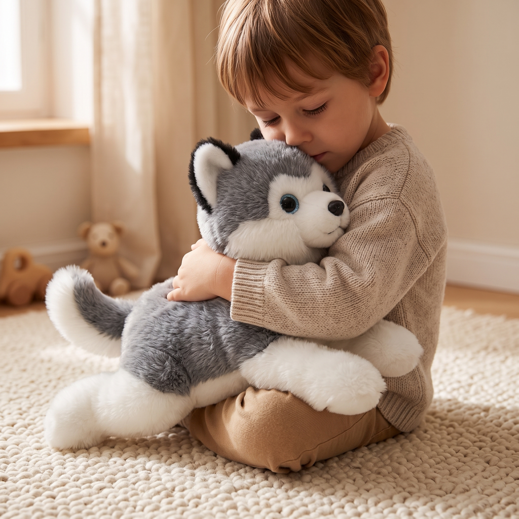 Tyngdgosedjur husky grå och vit