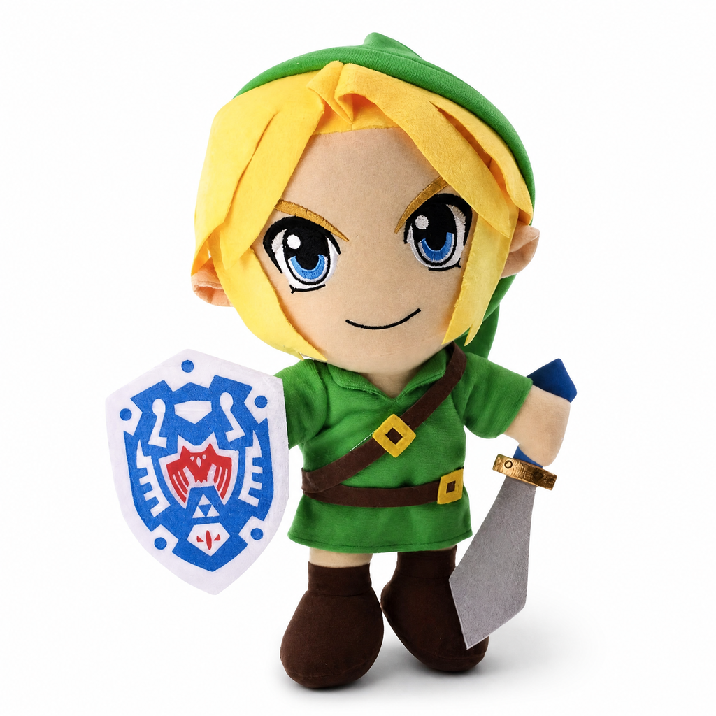 Gosedjur Link Zelda med svärd och sköld