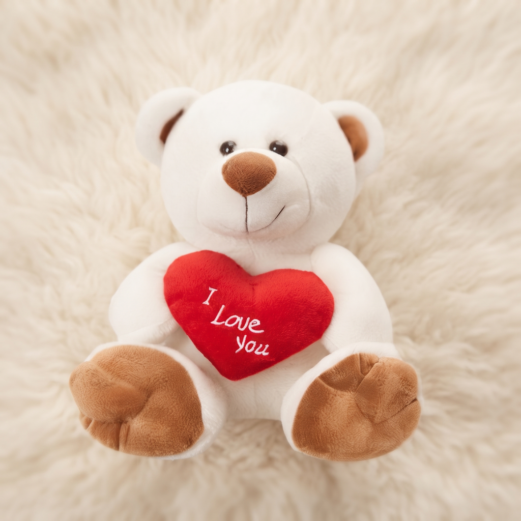 Gosedjur vit björn hjärta I Love You 33 cm