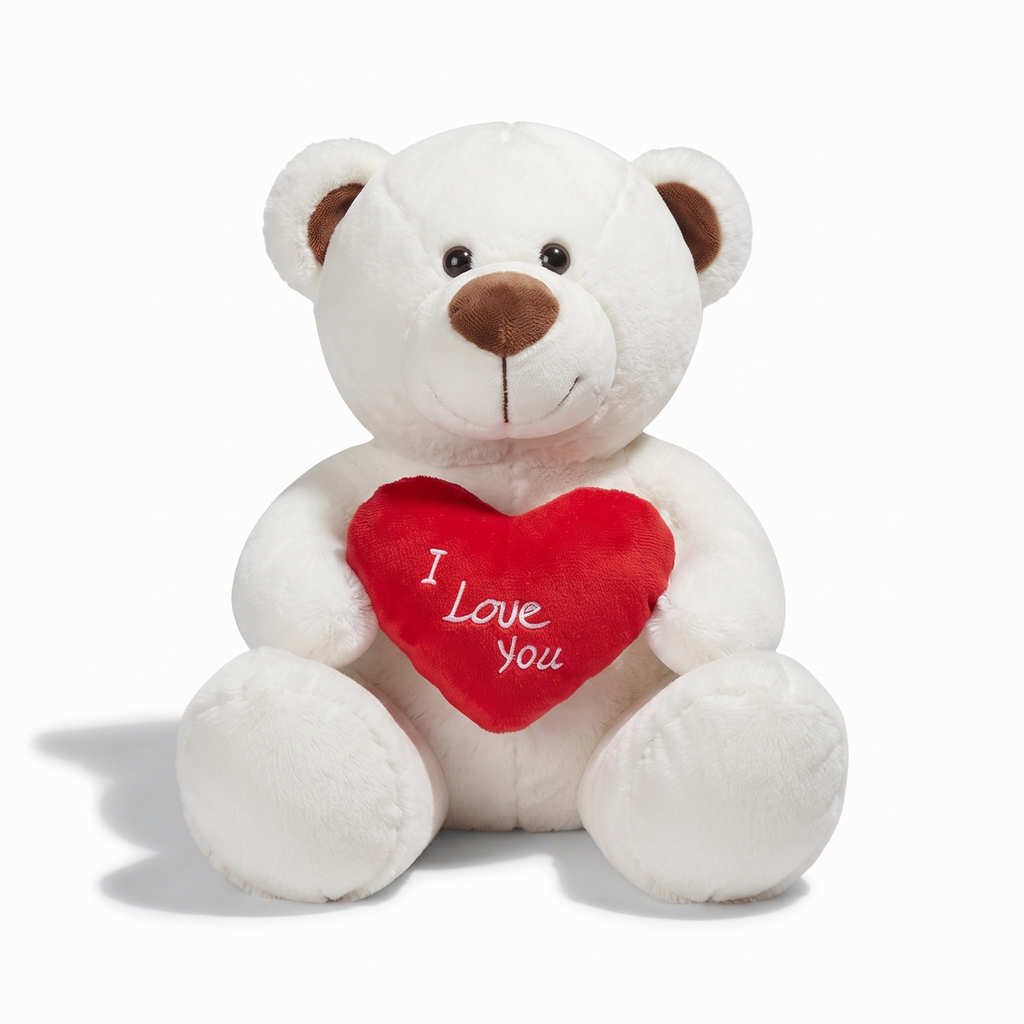 Gosedjur vit björn hjärta I Love You 33 cm