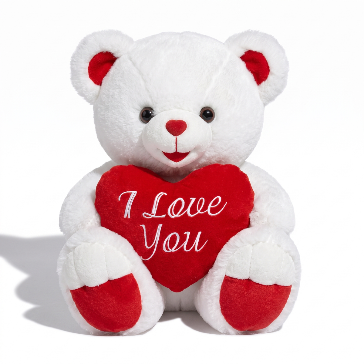 Gosedjur nallebjörn hjärta I Love You vit och röd