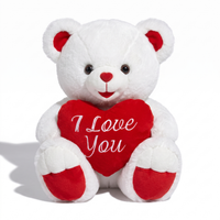 Gosedjur nallebjörn hjärta I Love You vit och röd