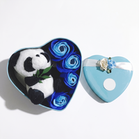 Gosedjur panda presentask blått hjärta alla hjärtans dag