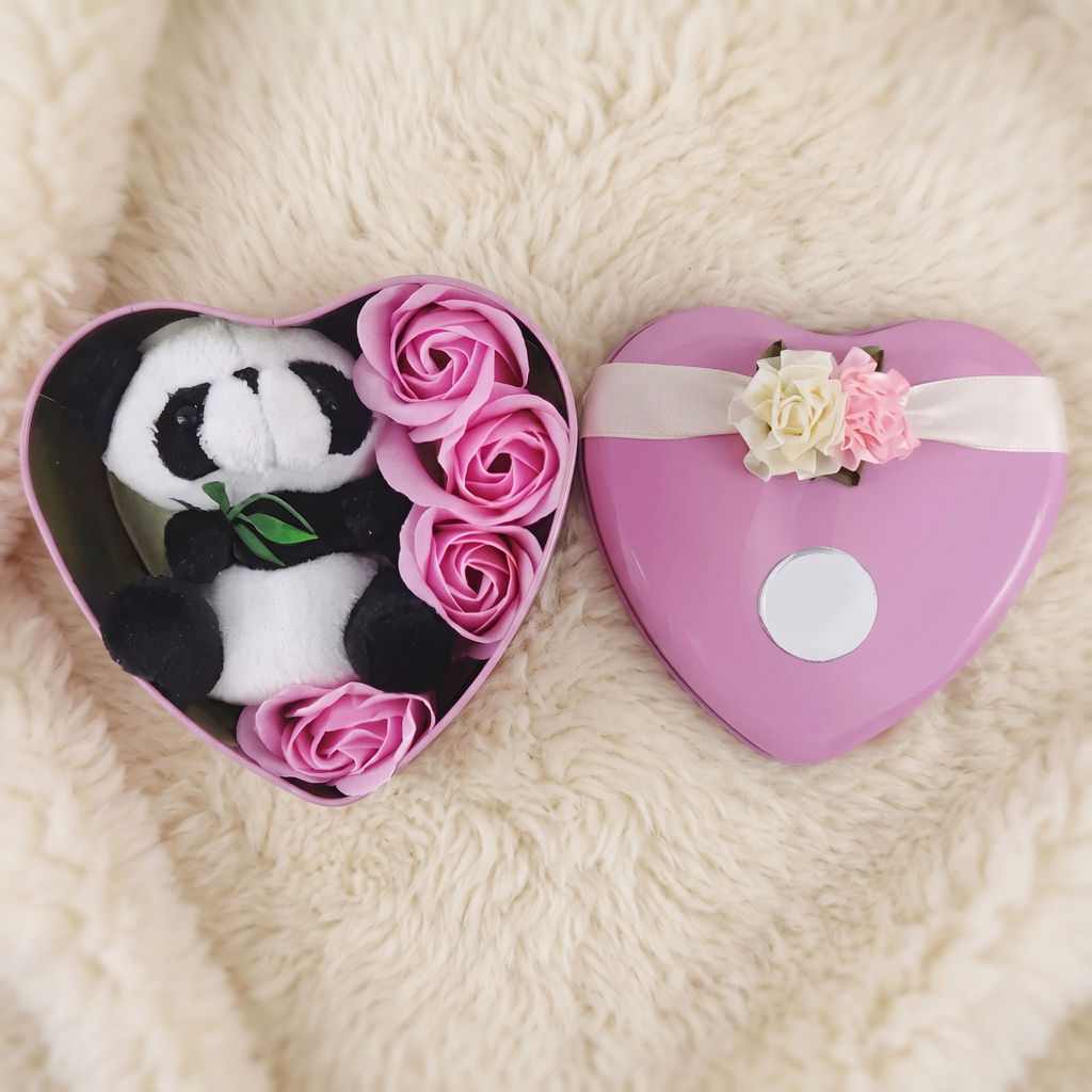 Gosedjur alla hjärtans dag panda rosa hjärtask