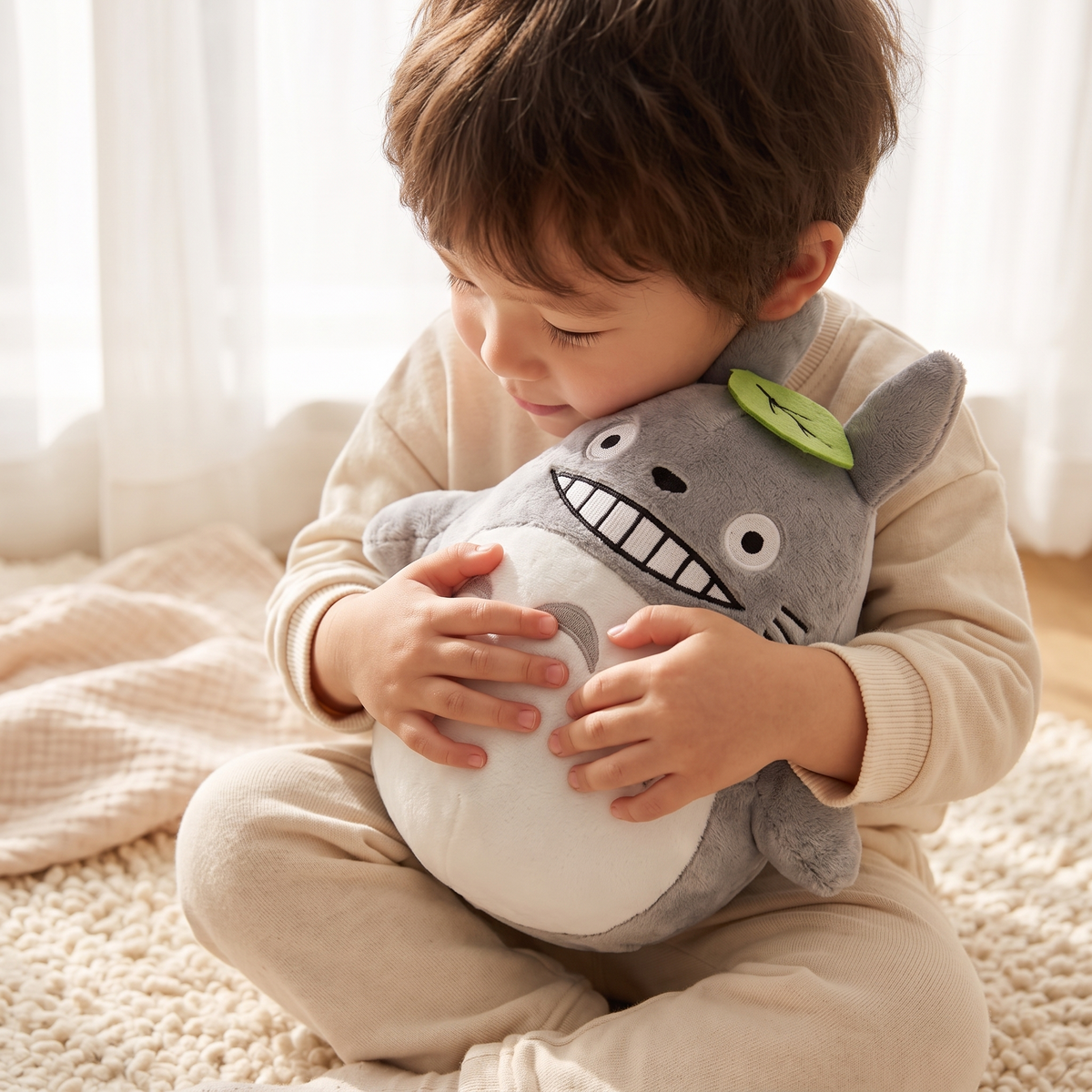 Gosedjur Totoro med grönt blad