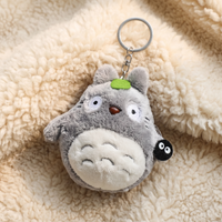Nyckelring gosedjur Totoro grå med grönt blad